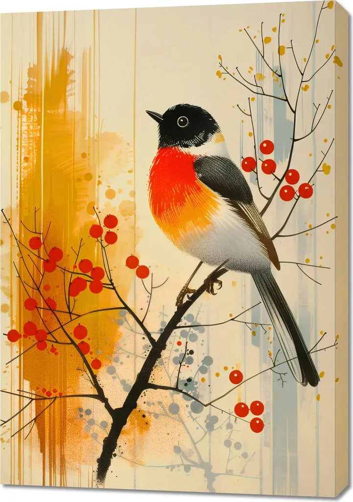 Stampa Artistica Pettirosso 70x100 cm - Quadro Moderno per Arredo