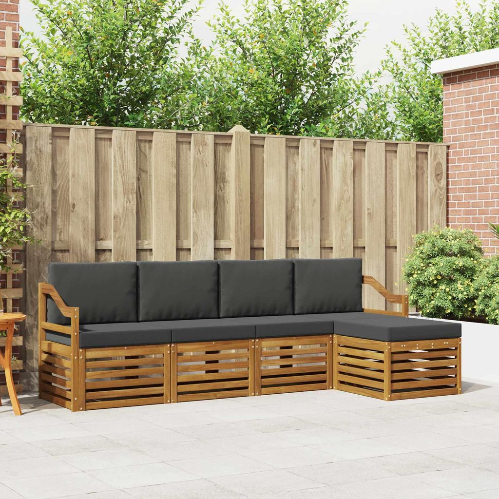 "Neues Produkt" Sofagarnituren - CLORIS - Terrassen-Sofa - 5 pcs - Natur und Anthrazit Massivholz Akazie - Modern Gartensofas V1862