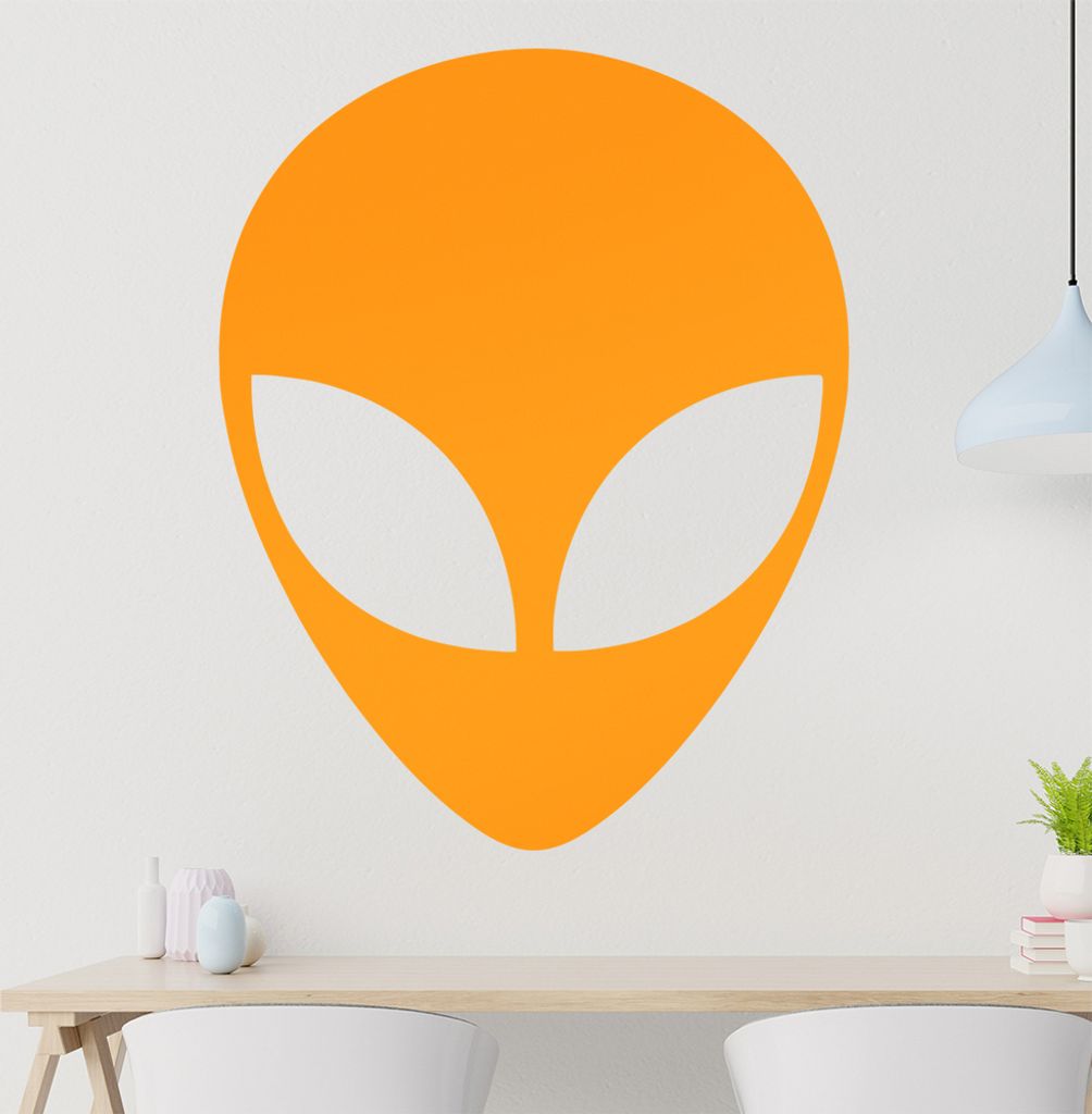 Alien Gesicht Wandtattoo in 6 Größen - Wandaufkleber Wall Sticker - Dekoration, Küche, Wohnzimmer, Schlafzimmer, Badezimmer