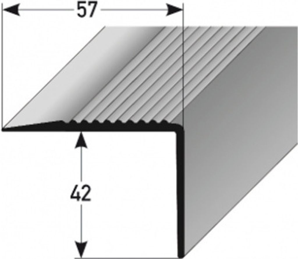 PVC-Treppenkante "Veiros" PVC-Winkel, 57 mm Breite, 42 mm Höhe aus weichem PVC, Typ 366-beige