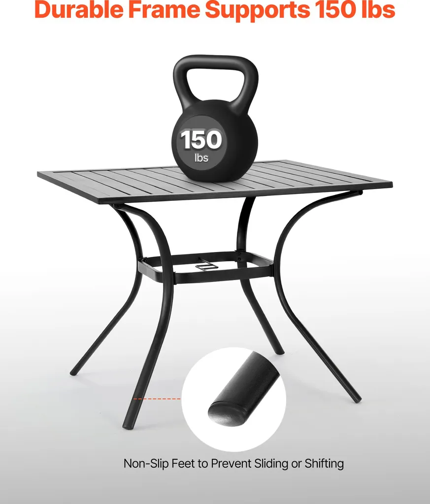 Table à manger extérieure 94cm résistante à l'eau avec insert parasol