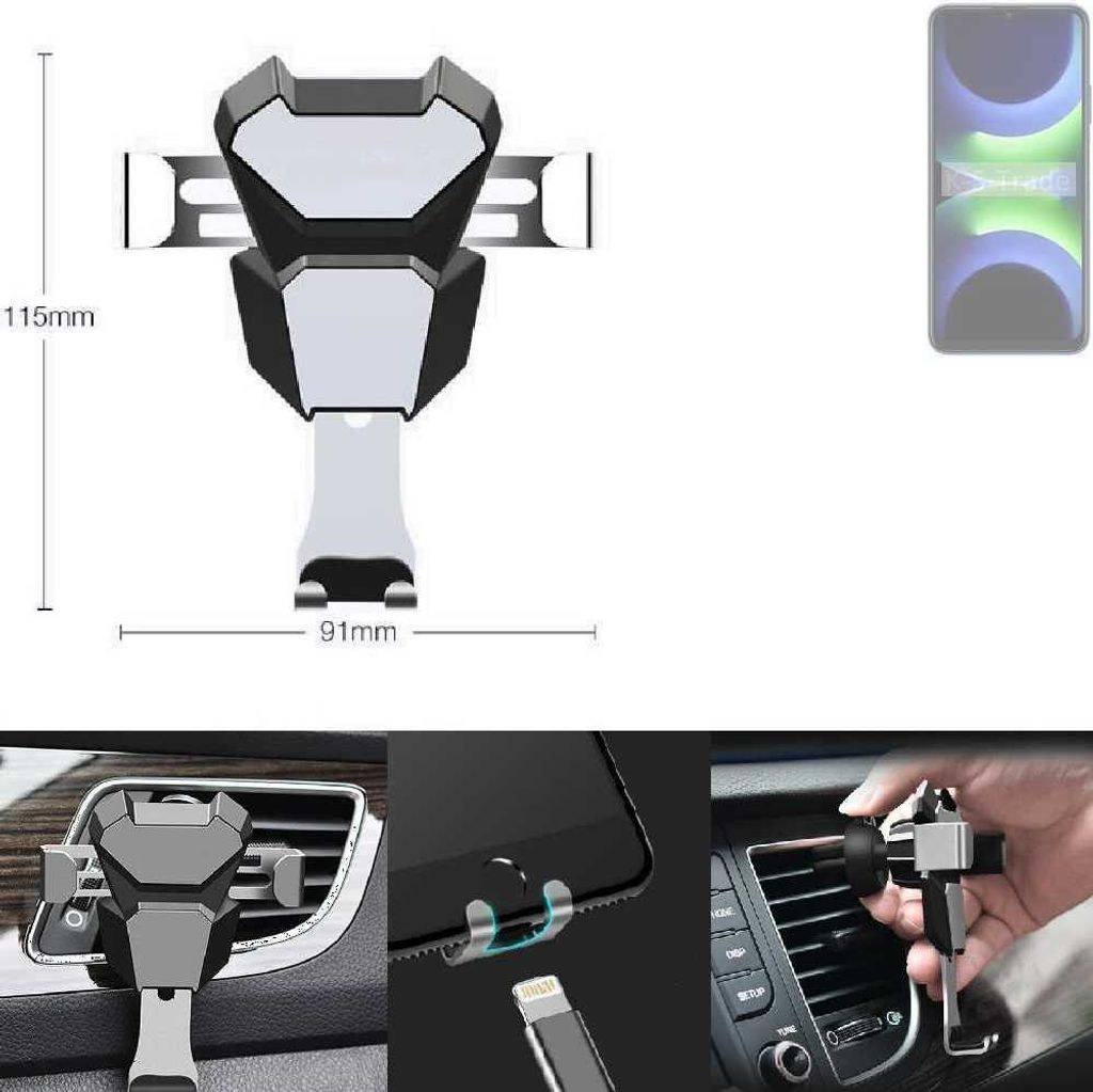 K-S-Trade Lüftungshalterung kompatibel mit Huawei Enjoy 70z kompakte Handy-Halterung Lüftungsschlitz Lüftungsgitter Autohalterung KFZ