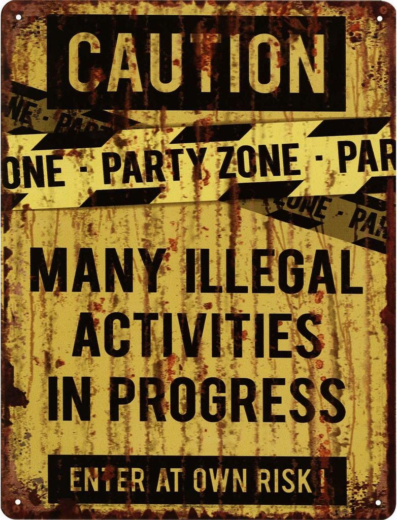 Moritz Retro Deko Blechschild Caution Party Zone Geschenk-Idee aus Metall Vintage-Design zur Dekoration
