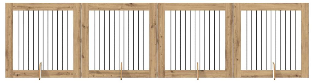 Hundetor mit Ständern 4 pcs Artisan-Eiche 100 x 100 cm