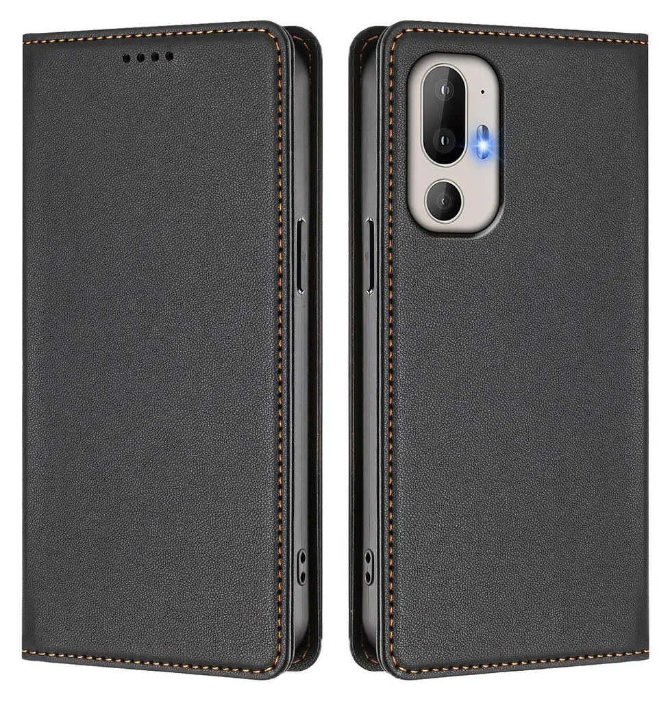 Custodia HTC U24 Pro Flip Cover in Finto Cuoio Nero Antiurto Magnetica
