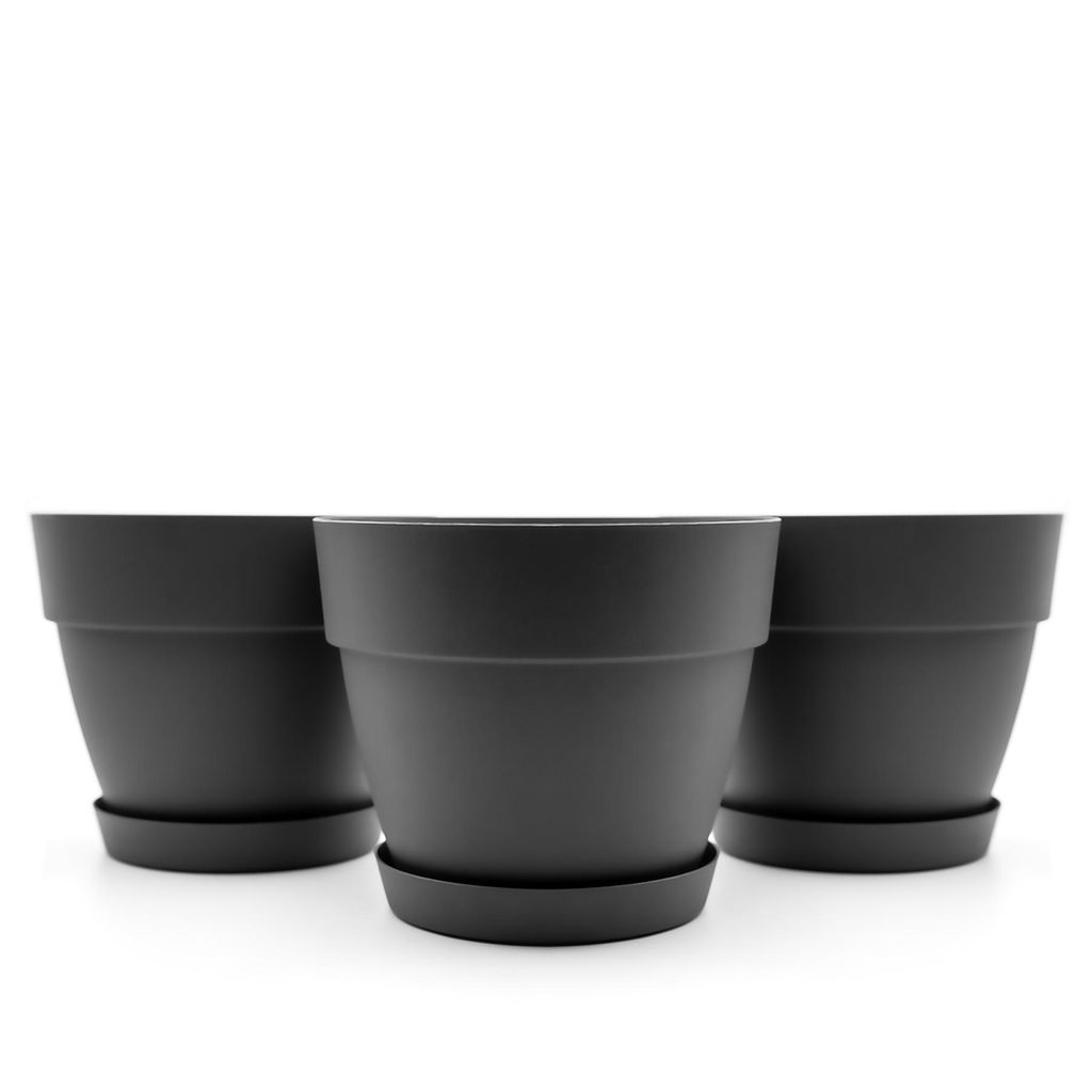 BigDean 3 Stück Blumentopf mit Untersetzer rund ø30 cm in Produktbild 