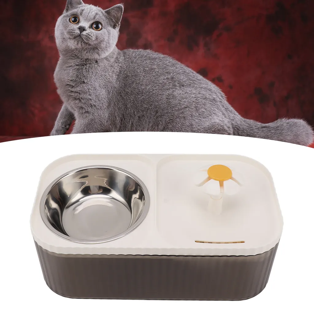 ZELURXX Fontaine à eau et gamelle 2 en 1 pour chat - Capacité 1.5L