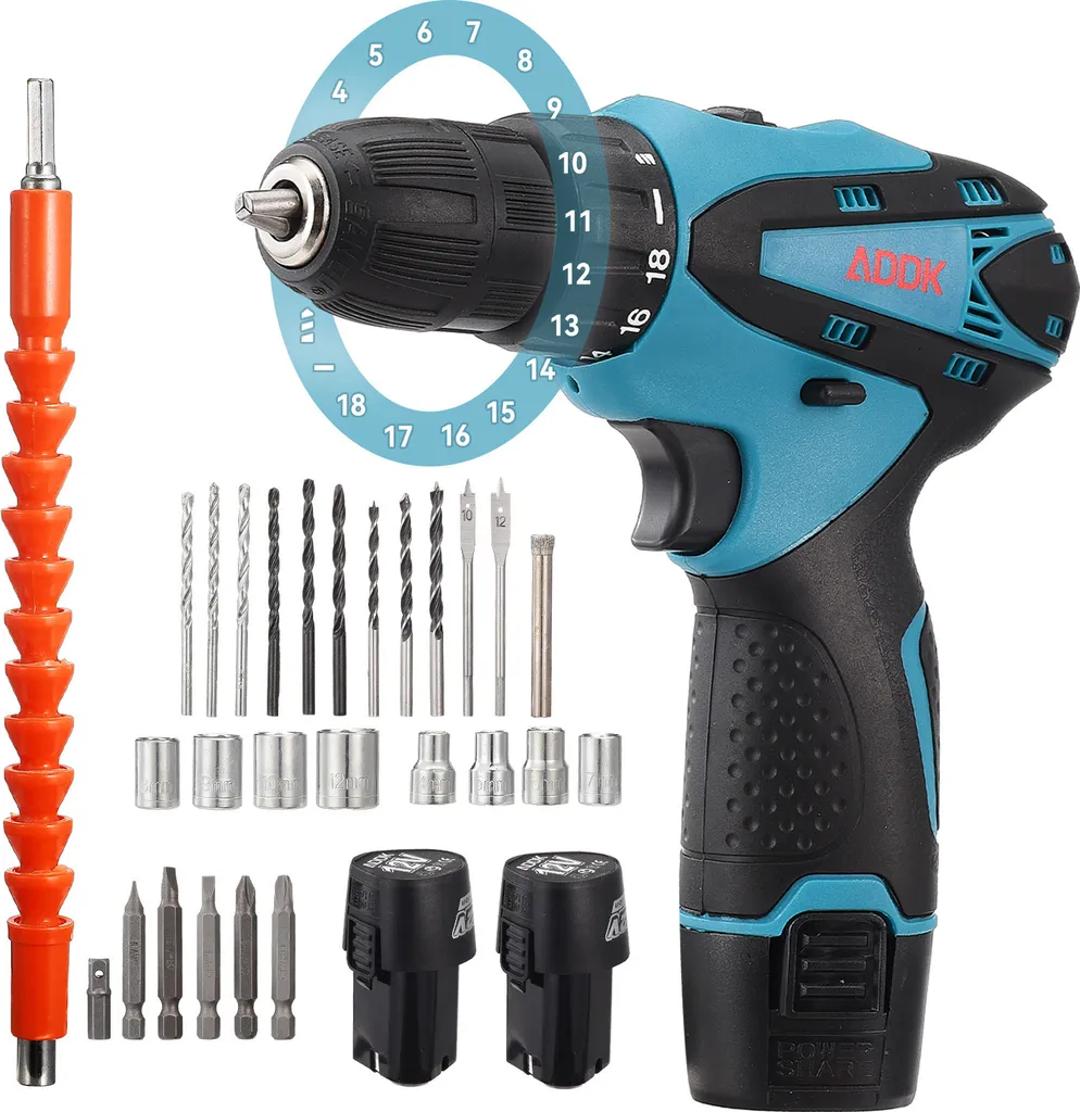 Visseuse sans fil 12V avec 2 batteries 1500mAh et kit de 30 accessoires