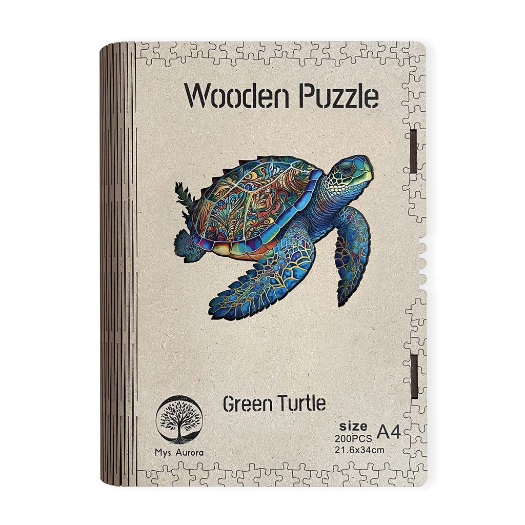 Holzpuzzle Grüne Schildkröte A4