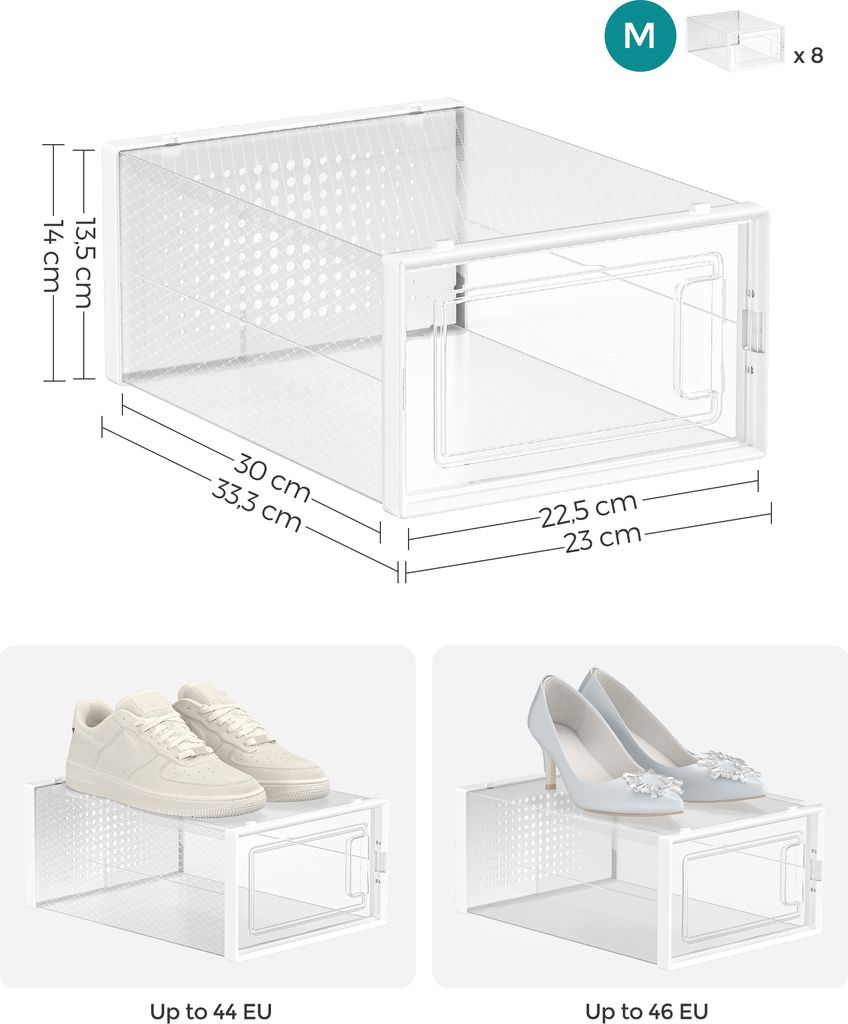 SONGMICS scatole per scarpe set di 8 scatole portaoggetti Immagine del prodotto 