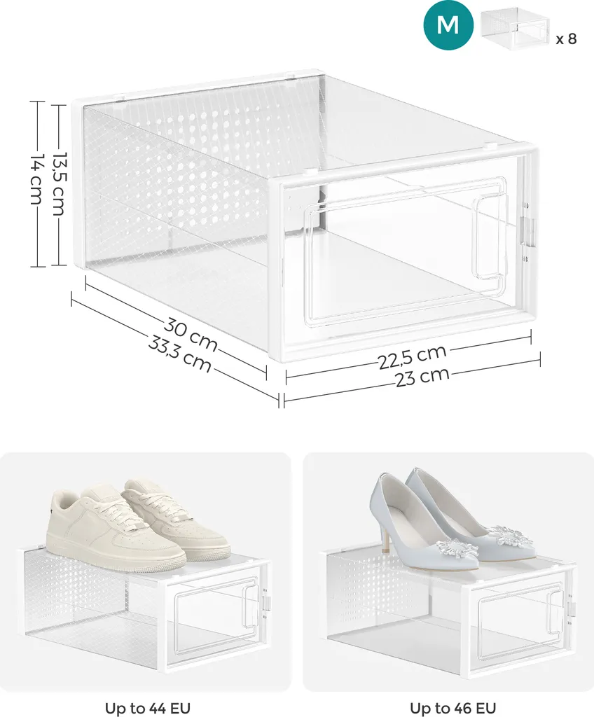 Organiseur de Chaussures Transparent Lot de 8 Boîtes de Rangement
