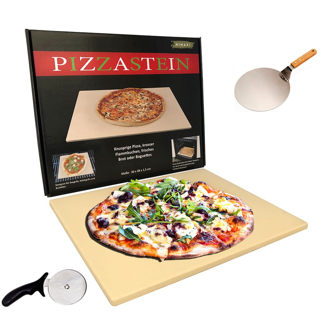 Mahlzeit 3-teiliges Pizza Set40 x 30 cmPizzastein mit Schaufel und Messer 