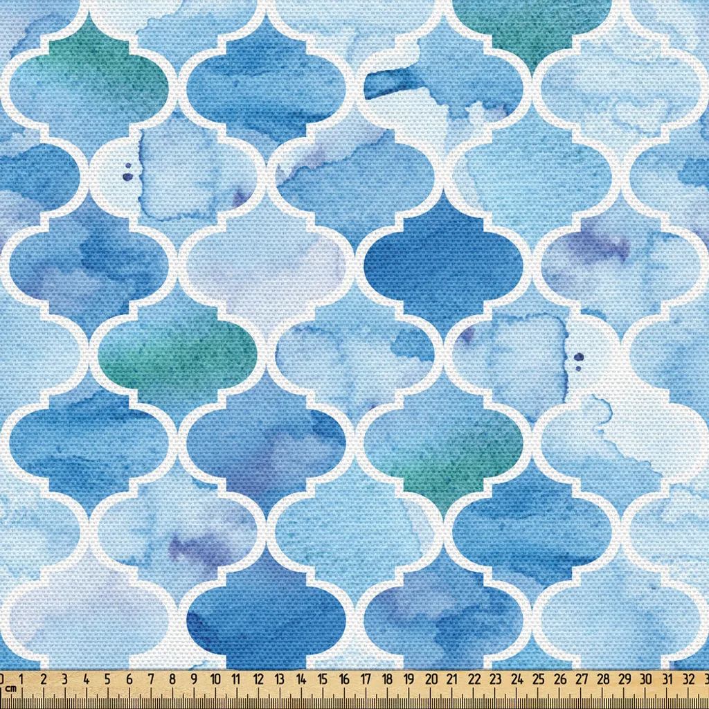 Tissu mosaïque bleue impression numérique haute définition 148x300 cm