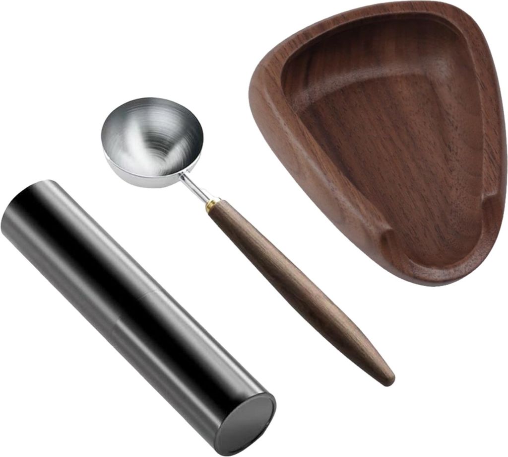 Kaffeedosierbecher-Set, antistatische Bohnenwaage aus Holz mit Messlöffel, Kaffeebohnen-Werkzeug für Espresso und Tee