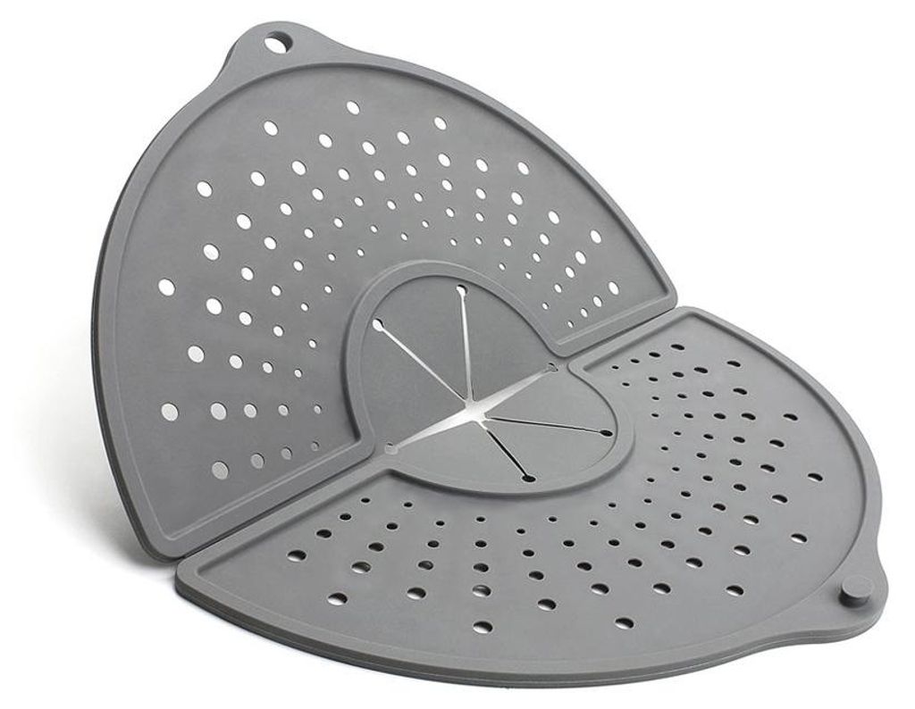Silikon Spritzschutzdeckel – multifunktionaler Topfdeckel, Ölspritzschutz und Abtropfdeckel, passend für 32 cm Kochgeschirr,Grey