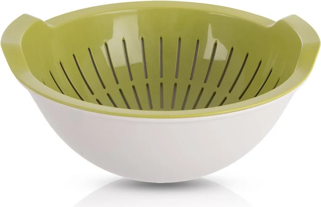 Orion Filtro Cucina con Ciotola Verde 3L - Scolapasta Rotante Salvaspazio