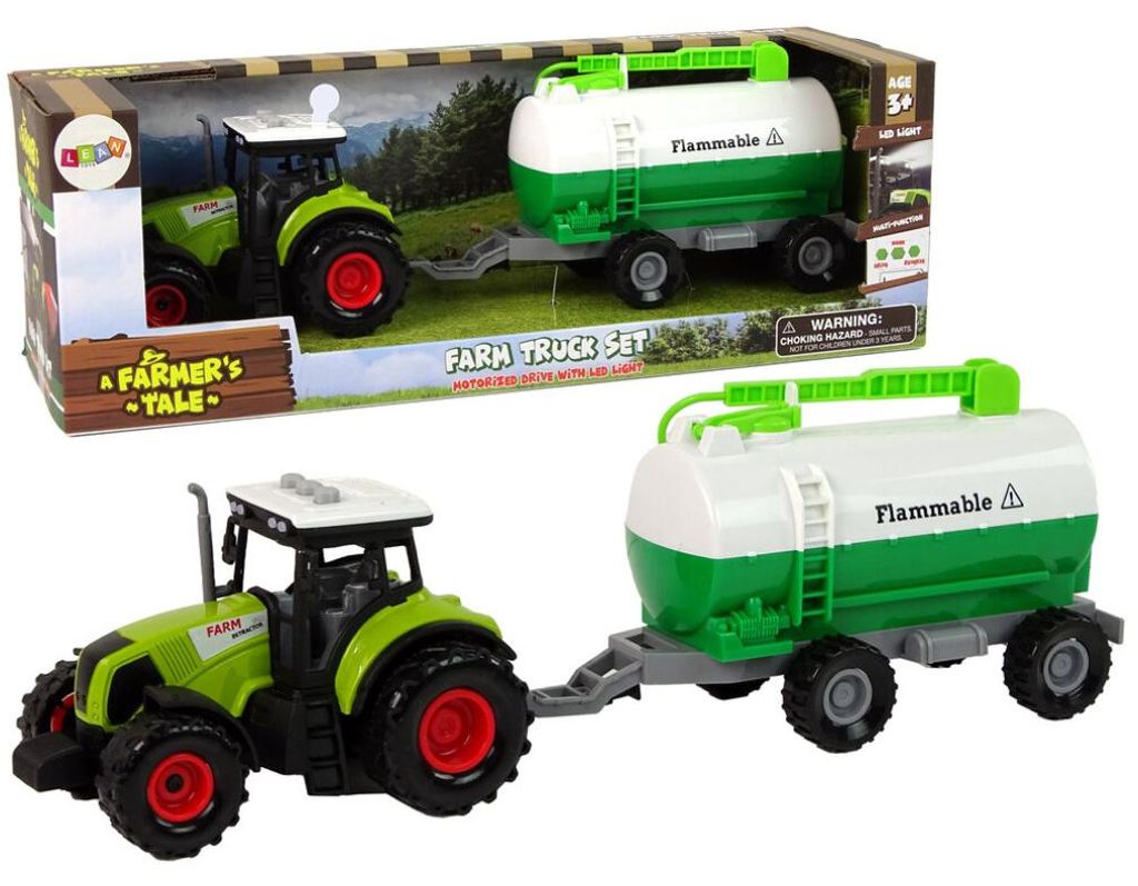 Leantoys Traktor für Kinder mit Anhänger Tankerfarm