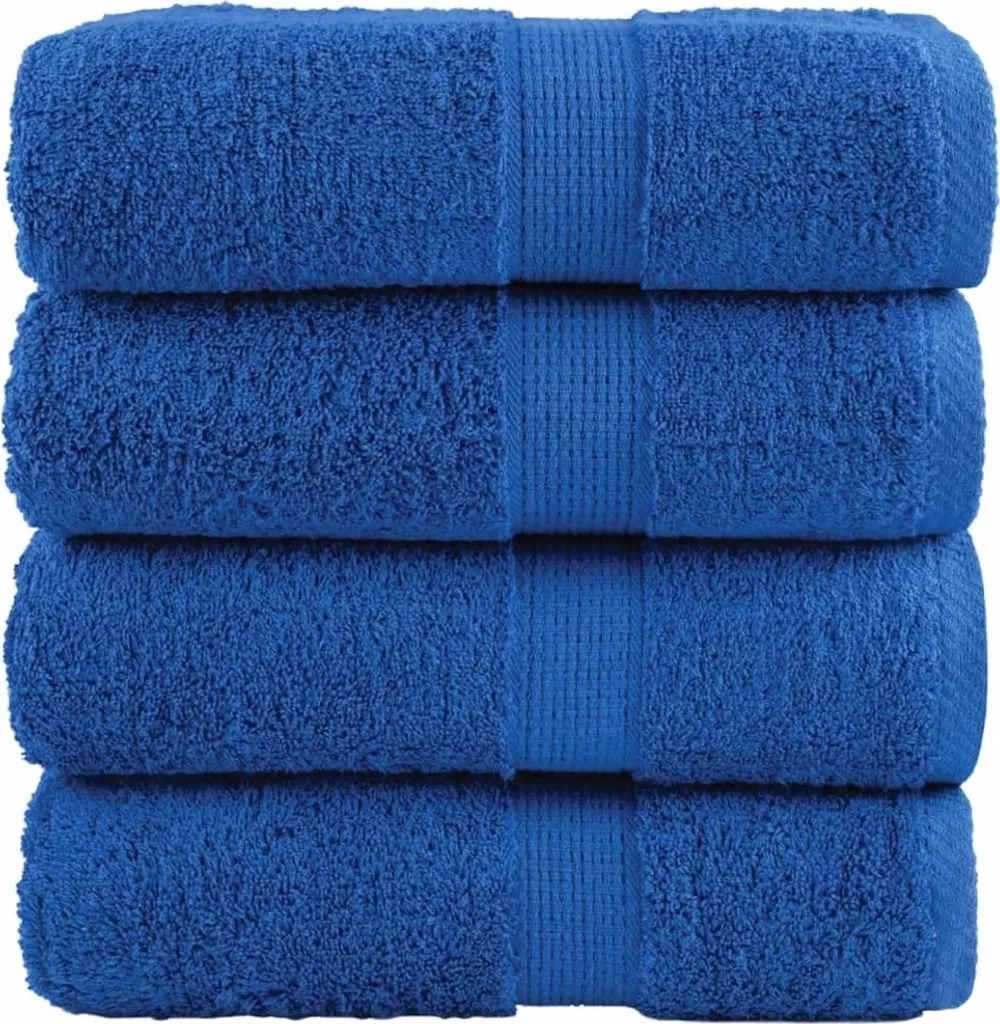 Asciugamani SOLUND Blu 600gsm Set 4 Pezzi | Cotone Alta Qualità