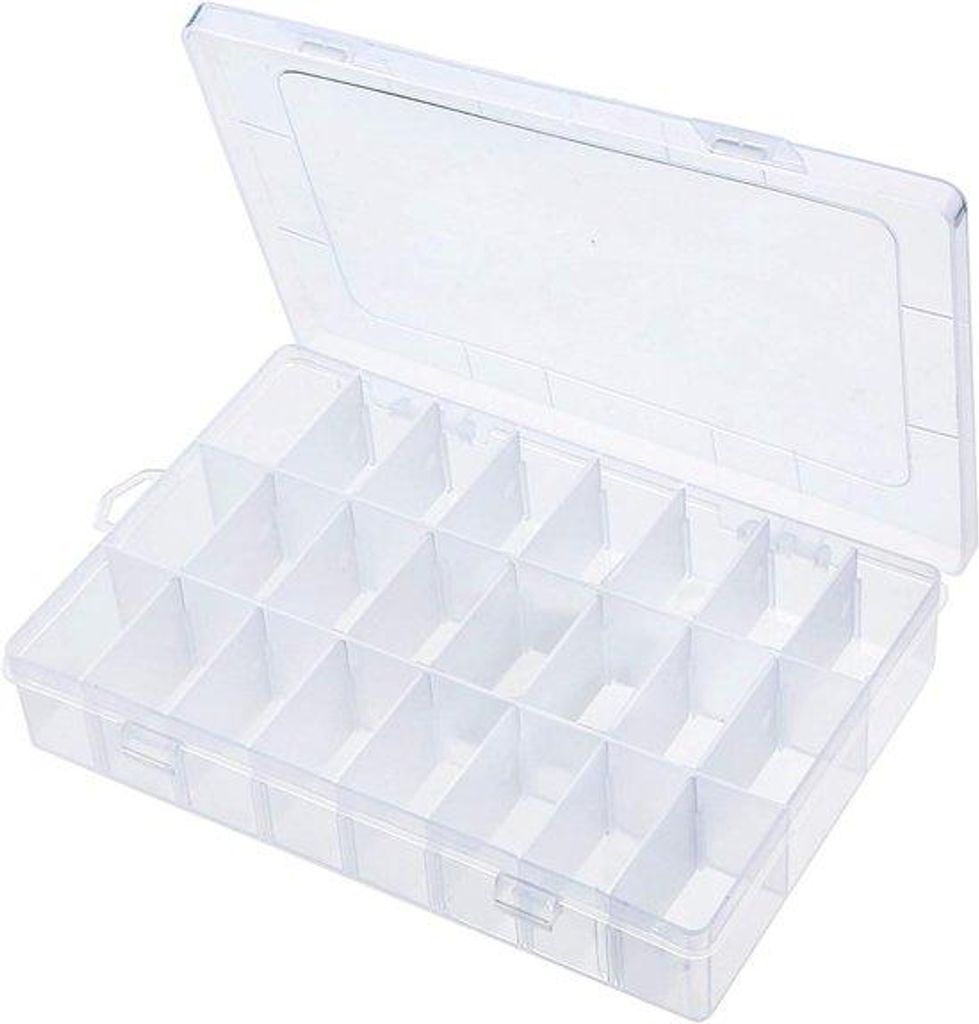 Transparante Kunststoff-Organizerbox mit Sortiersystem, 24-Grid-Container, Sieraden- und Accessoires-Box, Clear Kunststoff-Sortierbox für Craft, S...