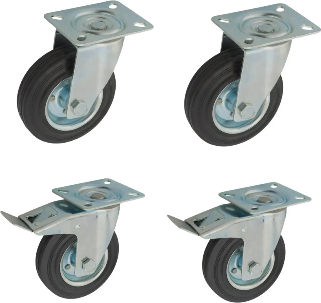 Lot de roulettes de transport 200 mm pour chariot industriel 920kg
