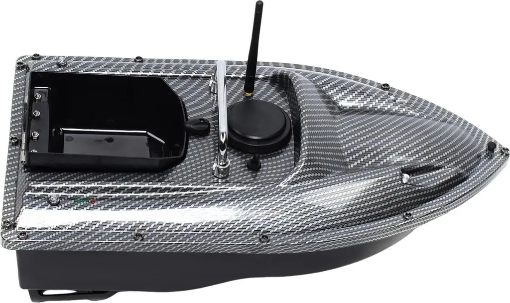 Bateau amorceur RC noir en acier inoxydable et ABS - Portée 500m