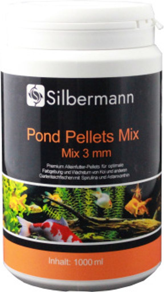 Silbermann Teichfutter Pellets - schwimmendes Hauptfutter für Teichfische (1000 ml, gemischt 3 mm), SIG 161