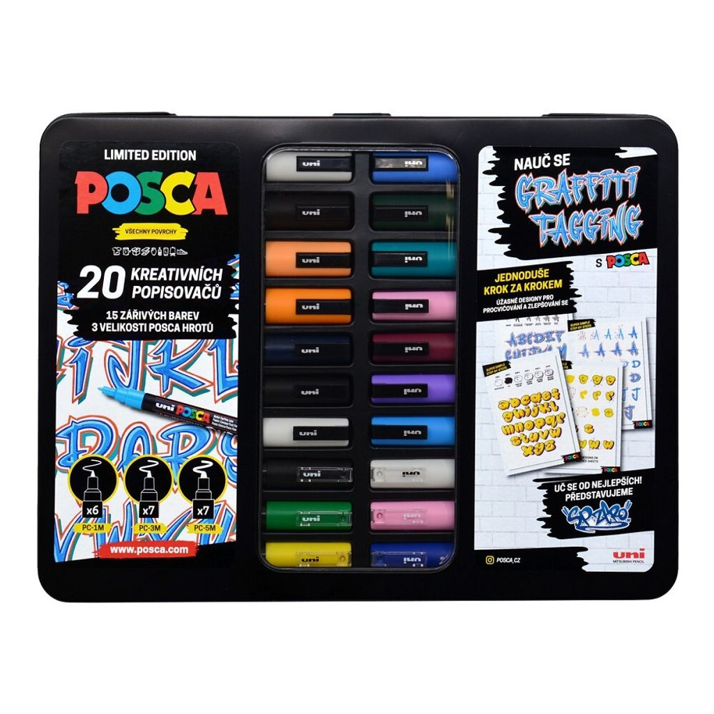 Posca Graffiti Geschenkset in Metallbox mit Anleitung 20 Stück
