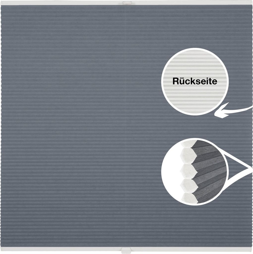 Waben-Plissee auf Maß für Fenster zum Anschrauben in Glasleiste Farbe: Dunkelgrau, Größe: B): 51-60 cm, H): 151-200 cm, Farbvariante: Dunkelgrau