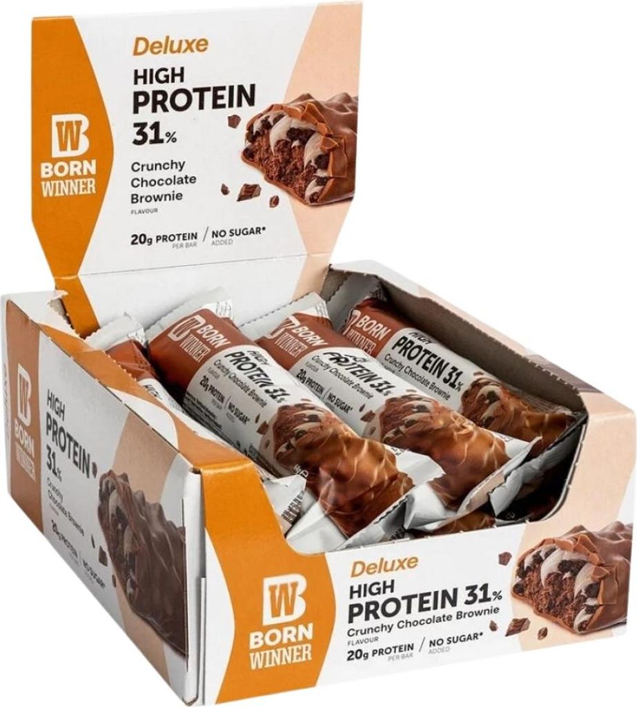 Born Winner | Deluxe Crunchy 31% High Protein Bar Chocolate brownie