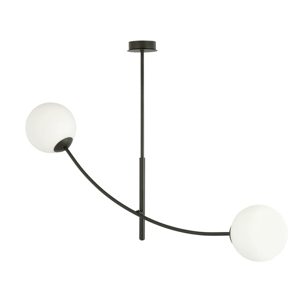 Plafonnier 2 globes opales Hunter 2 Noir 1102/2 - Luminaire E14 40W 35cm