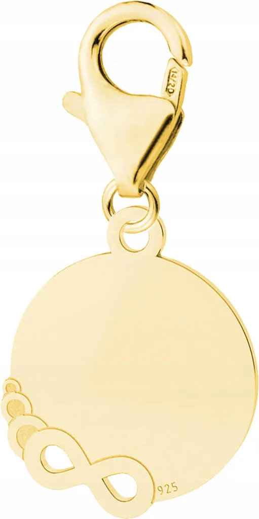 Ciondolo d'oro Infinity Piastra d'argento 925