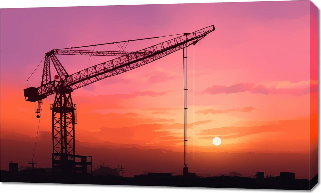 Bild 100x60cm Abendstimmung auf der Baustelle