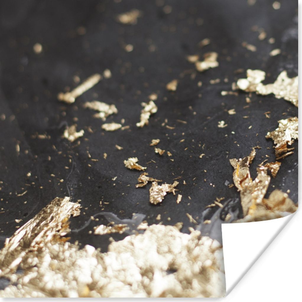 MuchoWow Poster Marmor - Gold - Luxus - Schwarz 75x75 cm - Wand Dekoration