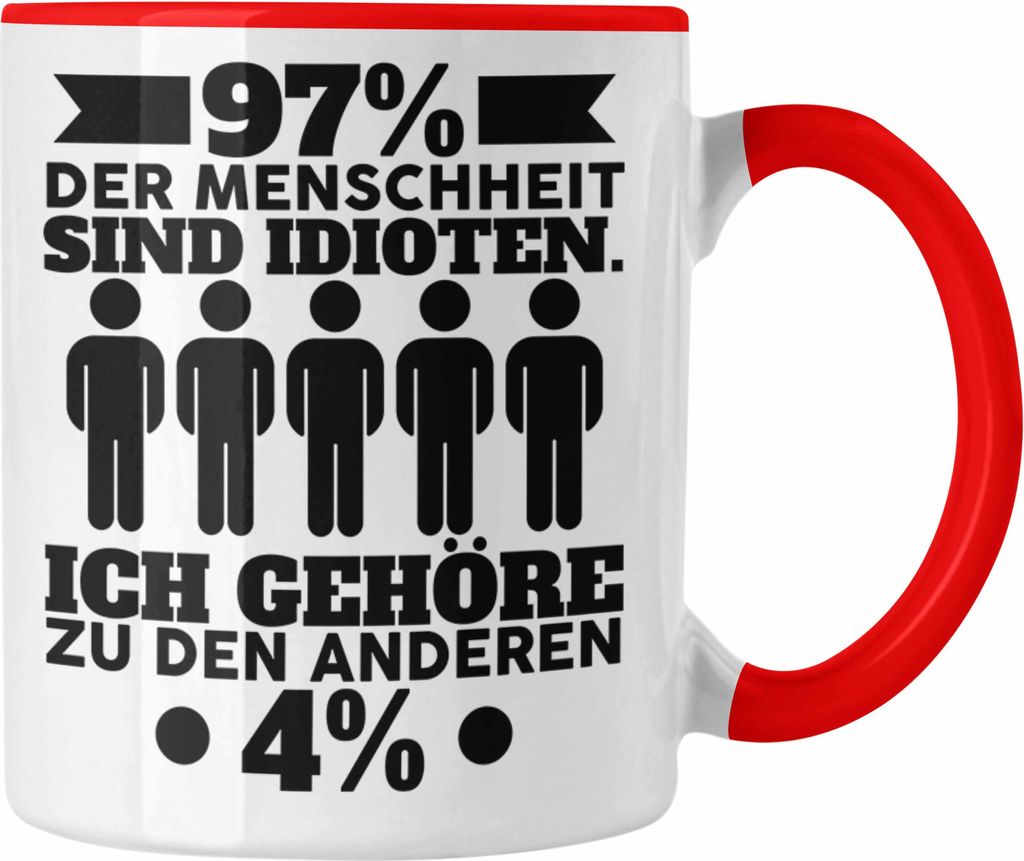 Trendation - Lustiger Spruch 97% Der Menschen Idi*** Ich Gehöre Zu 4% Mathe Spruch Geschenk für Mathematiker Mathelehrer (Rot)