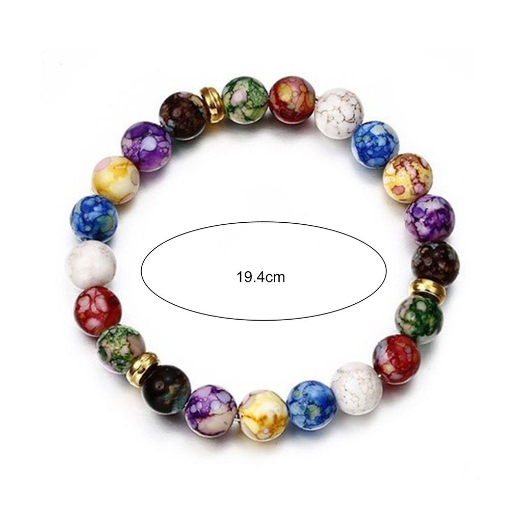 Perlen-Armband, bunte Perlen, elastisches Seil, verstellbar, passend, dekoratives Geschenk, Kunst-Vulkan-Achat-Stein, Energie-Armreif, modischer Ch...