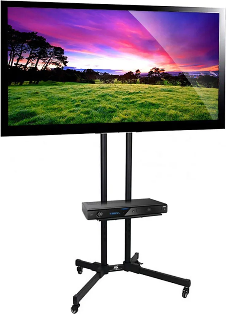 Support TV Mobile avec Tablette et Roulettes Freinées pour Écrans LCD LED