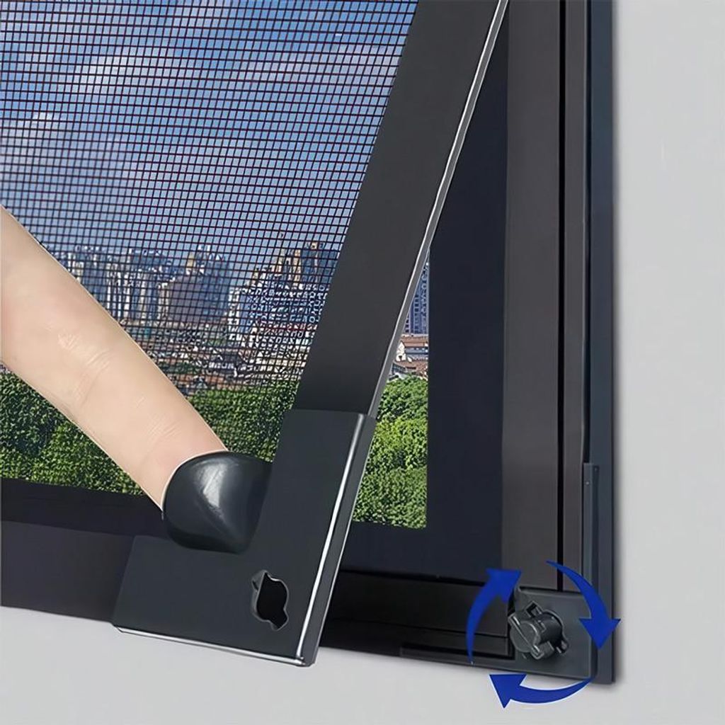 Magnet Fliegengitter Fenster 135x150cm Insektenschutz Netz selbstklebend DIY Fenster Moskitonetz Grau mit Magnetrahmen