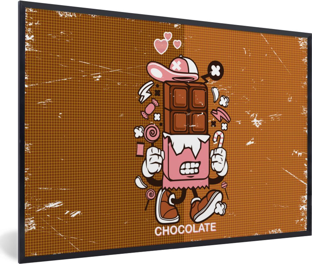 MuchoWow MuchoWow Gerahmtes Poster Schokolade - Retro - Verpackung 30x20 cm - Poster mit zchwarzem Bilderrahmen - Kunstdruck - Bild-Poster