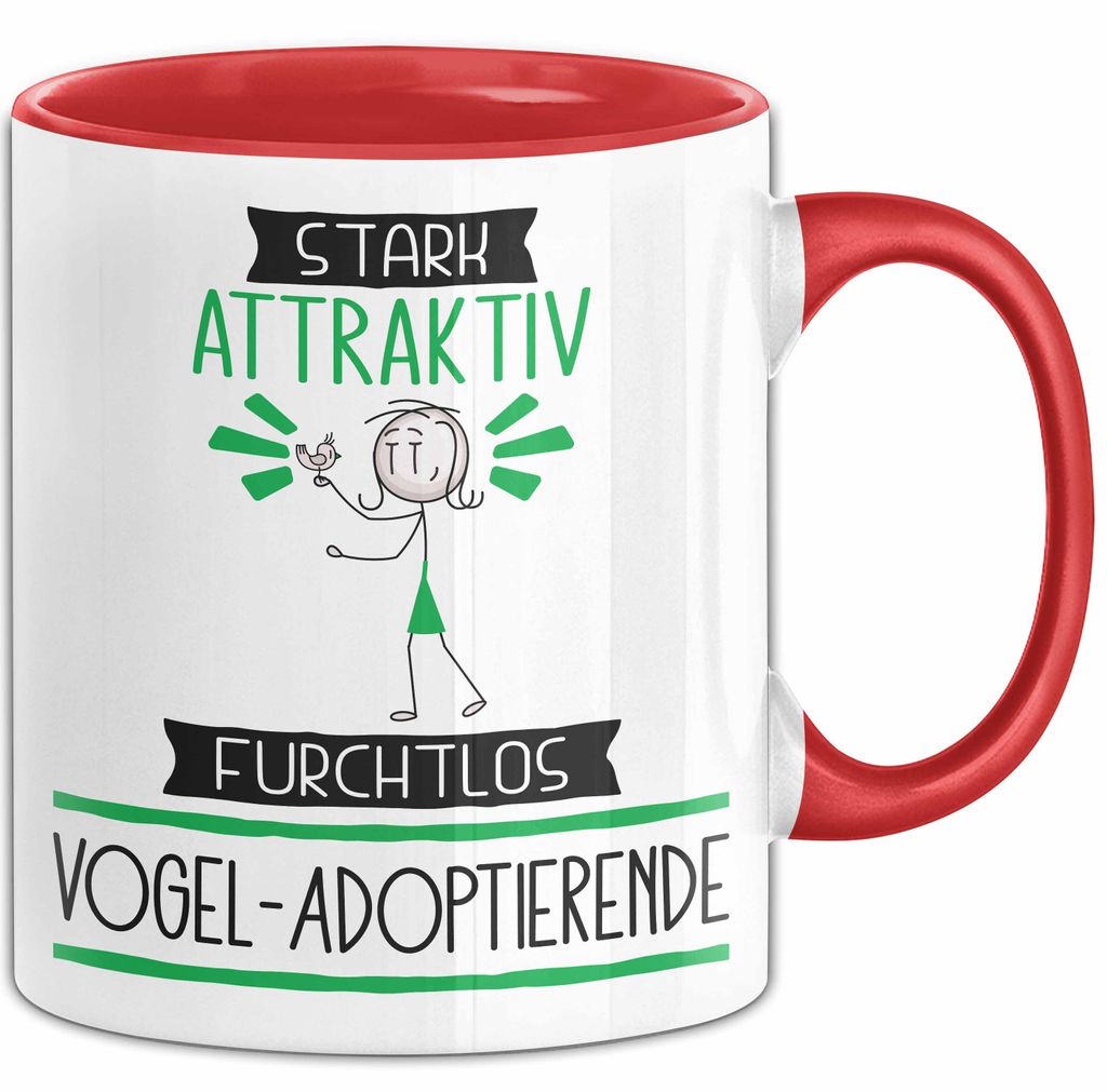 Vogel-Adoptierende Tasse Geschenk Becher Stark Attraktiv Furchtlos Vogel-Adoptierende Lustige Geschenkidee (Rot)
