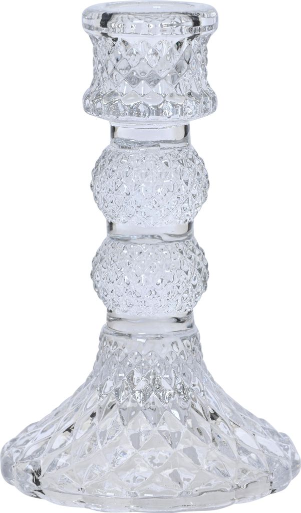 Kerzenhalter Glas 12,5cm mit Relief Klar Transparent