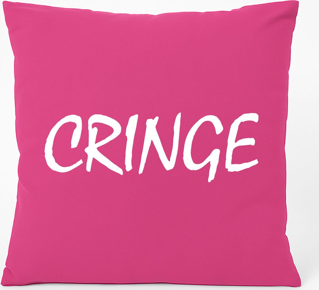 Huuraa Kissen Cringe Jugendwort 40x40cm mit Füllung Fuchsia Baumwolle Dekokissen Geschenkidee