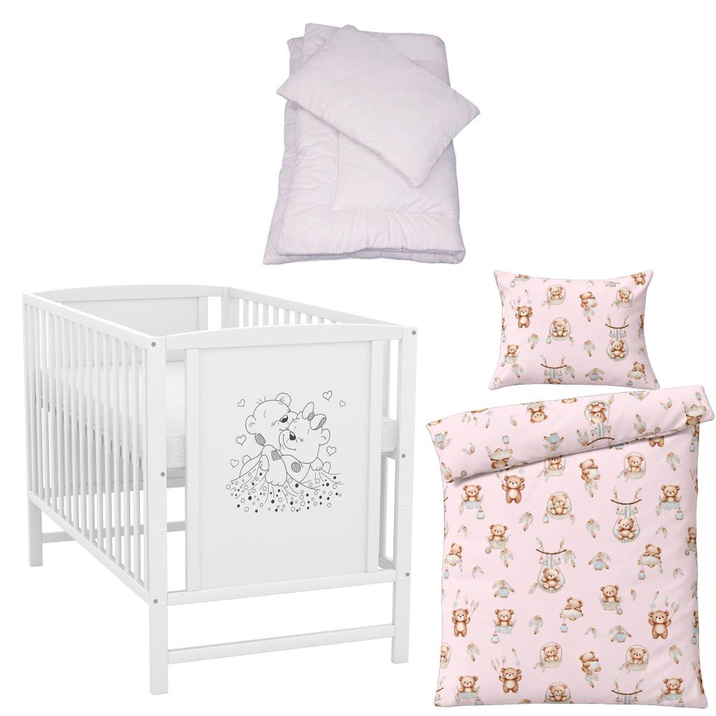 Baby-Delux Babybett Kinderbett Gitterbett Mia weiß 120x60 Produktbild 