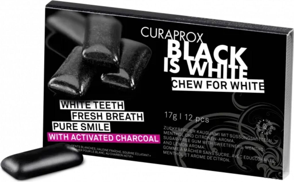 Curaprox Biw Zahnpflegekaugummi Aktiv Kohle 12 St
