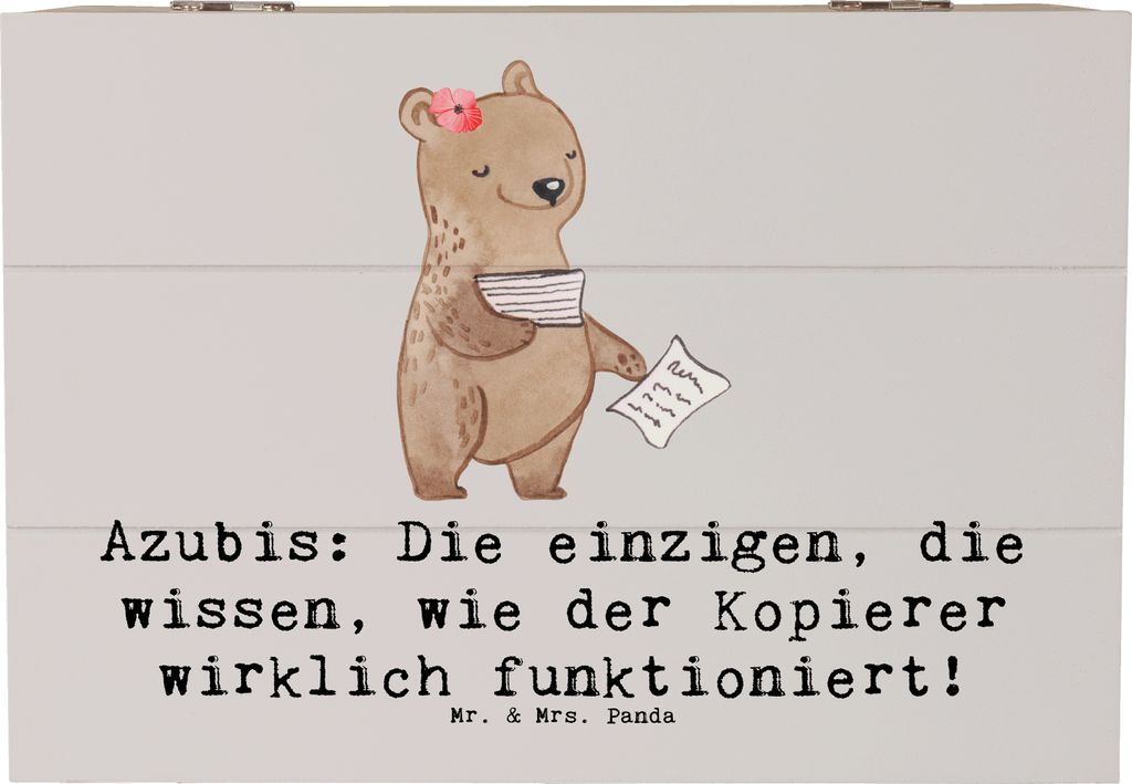 Mr. & Mrs. Panda Kiste Auszubildende Kopierer 22 x 15 cm - Grau Pastell - Geschenk, Berufsleben, Aufbewahrungsbox aus Holz, Berufe, Schatzkiste, Be...