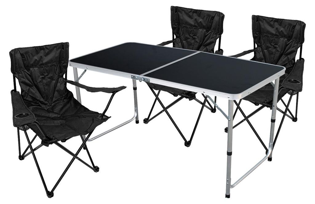 4-tlg Campingmöbel Set Tisch mit Tragegriff + 3 Campingstuhl + Tasche Outdoor