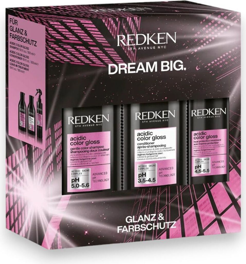 Redken Care Set with Shampoo 300ml, Conditioner 300ml, and Leave-In Spray 190ml for Cleaning and Color Protection for Dyed Hair, With Shine Complex...
