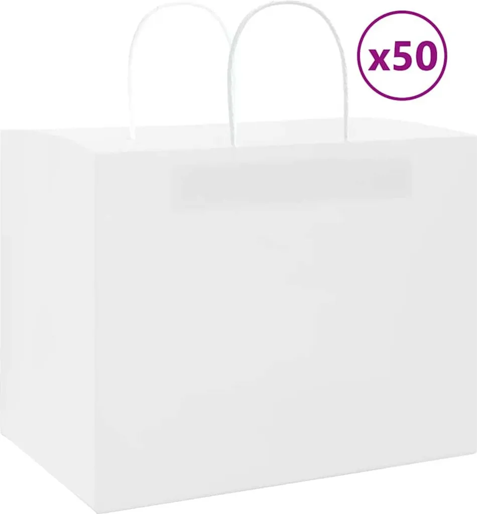 2025 Sacchetti di carta moderni 50 pezzi con manici bianchi 32x22x24 cm - Sacchetti regalo,Design 5243905 1pacco