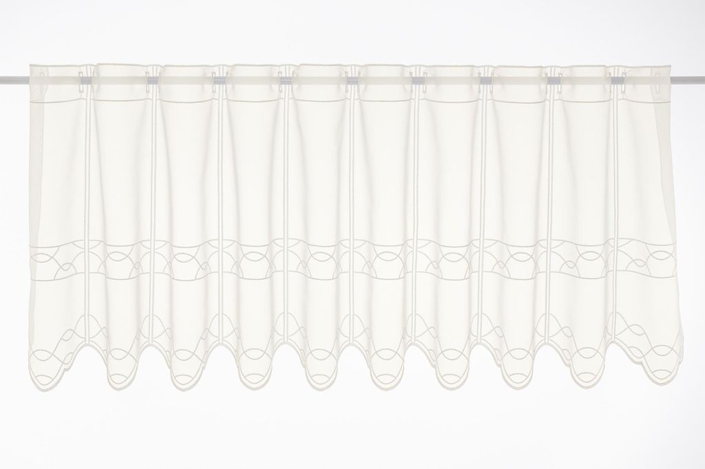 Gardinen Kranzusch Scheibengardine Stickerei auf Voile 45x224 cm H/B natur Bistrogardine Vorhang Küche 1er Pack