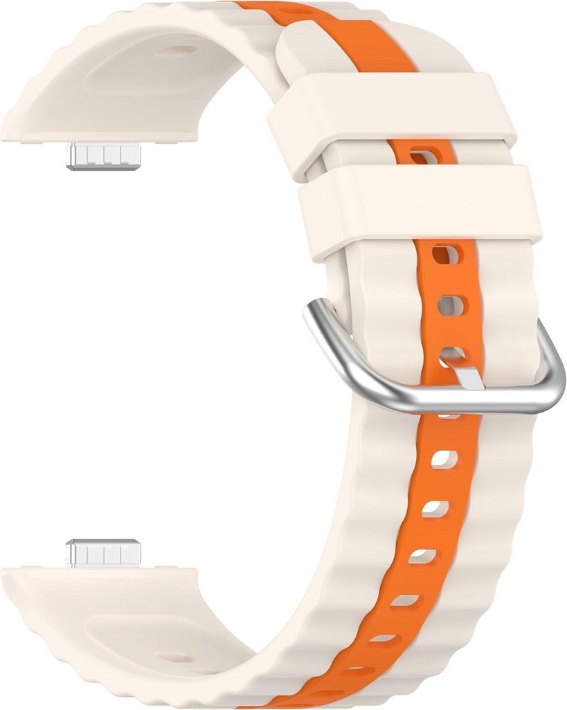 INF Armband für Huawei Watch Fit 4/Fit 4 Pro/Fit 3, Silikon, Zweifarbig Weiß+Orange