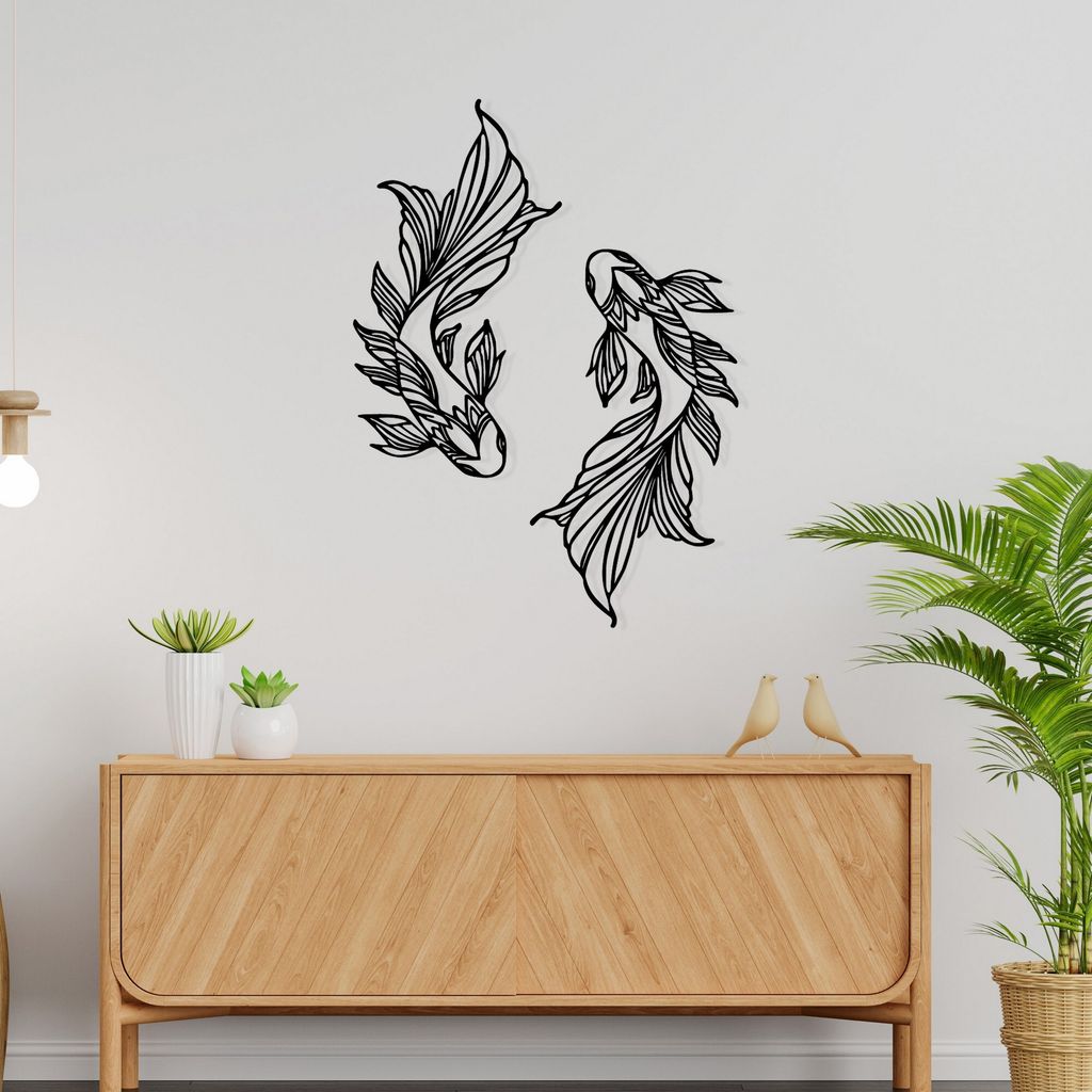 Wallity, Dekoratives Wandaccessoire aus Metall, Verano, Schwarz, 100 % METALL, 65 x 94 cm